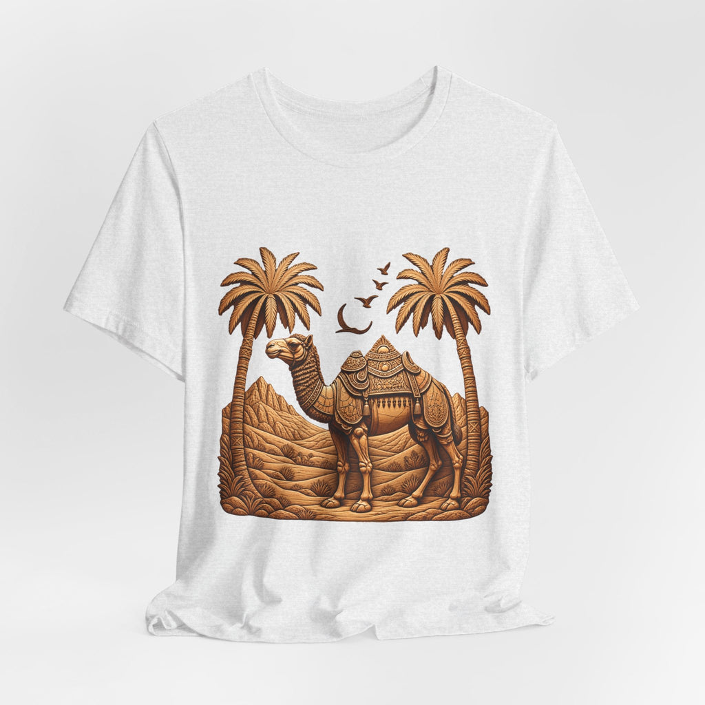 Camel Oasis T-Shirt — Egyptian Desert Palm Graphic Tee Printify