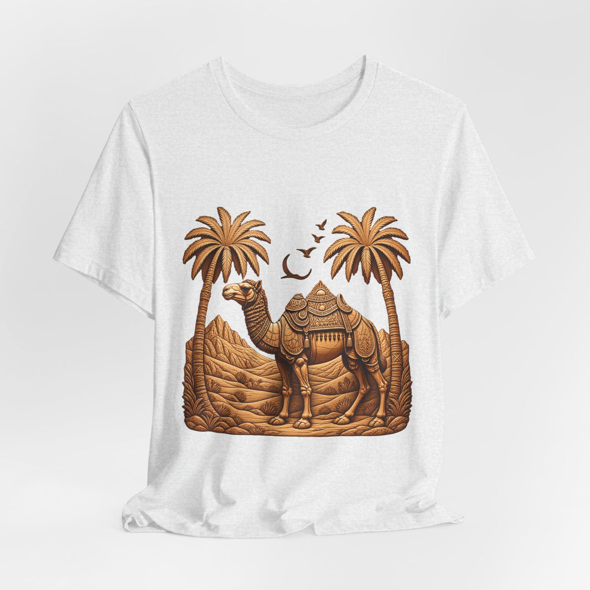 Camel Oasis T-Shirt — Egyptian Desert Palm Graphic Tee Printify