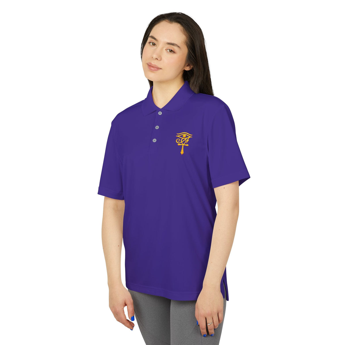 Eye of Horus Polo Shirt — Egyptian Symbol Embroidered Performance Golf Polo Printify