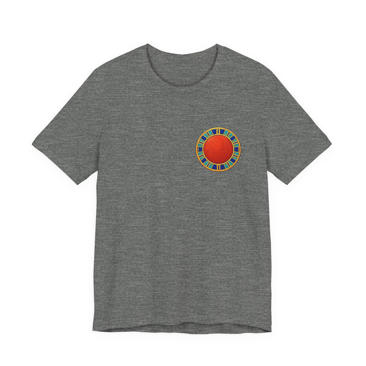 Unisex T-shirt with red Egyptian sun disk chest graphic