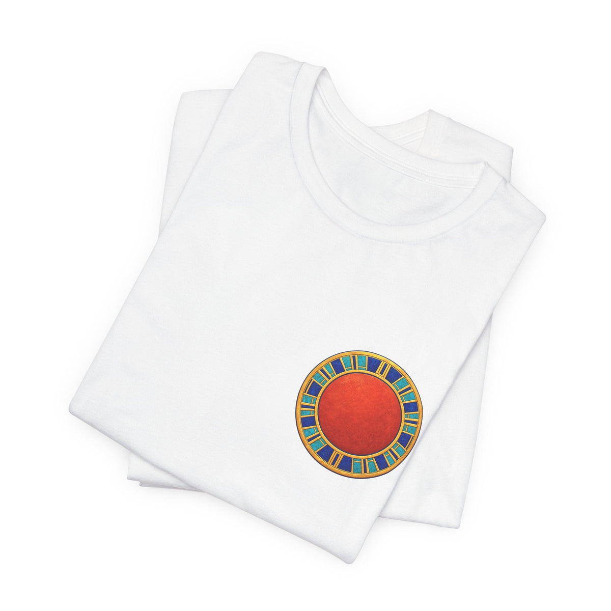 Unisex T-shirt with red Egyptian sun disk chest graphic