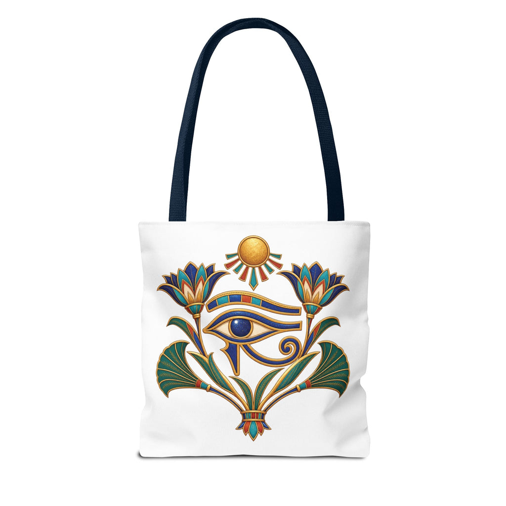 Eye of Horus and lotus Egyptian heritage all-over print tote bag