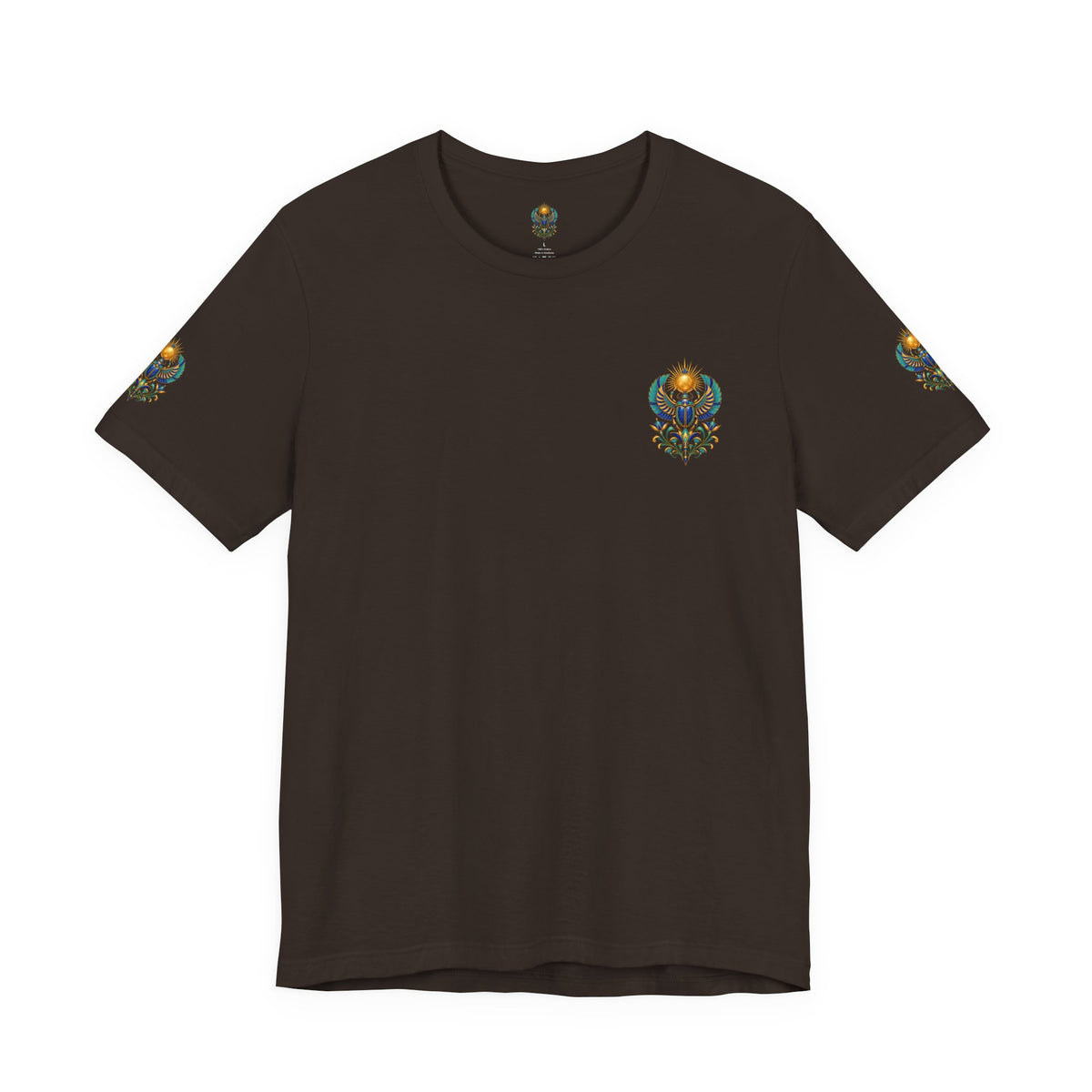 Scarabs & Sun Egyptian Scarab T-Shirt — Golden Sunback Graphic Tee Printify