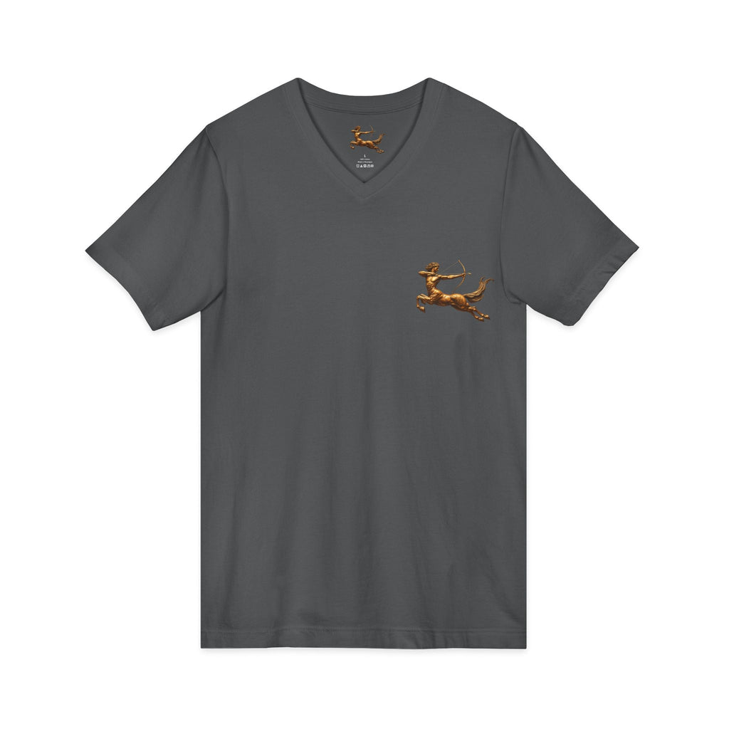 V-neck T-shirt with archer centaur graphic