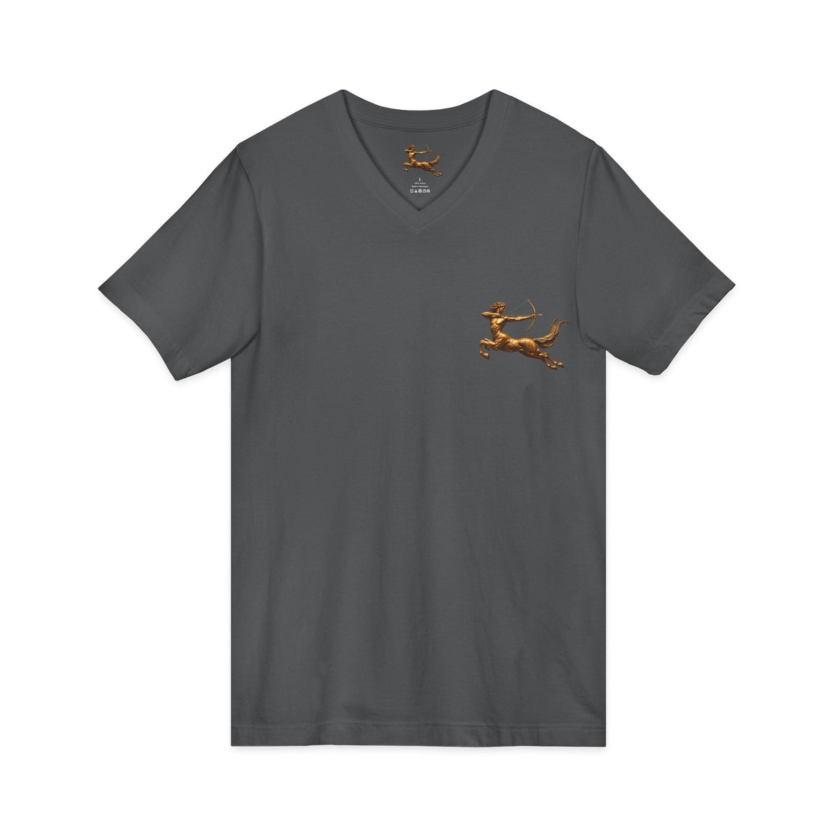 V-neck T-shirt with archer centaur graphic