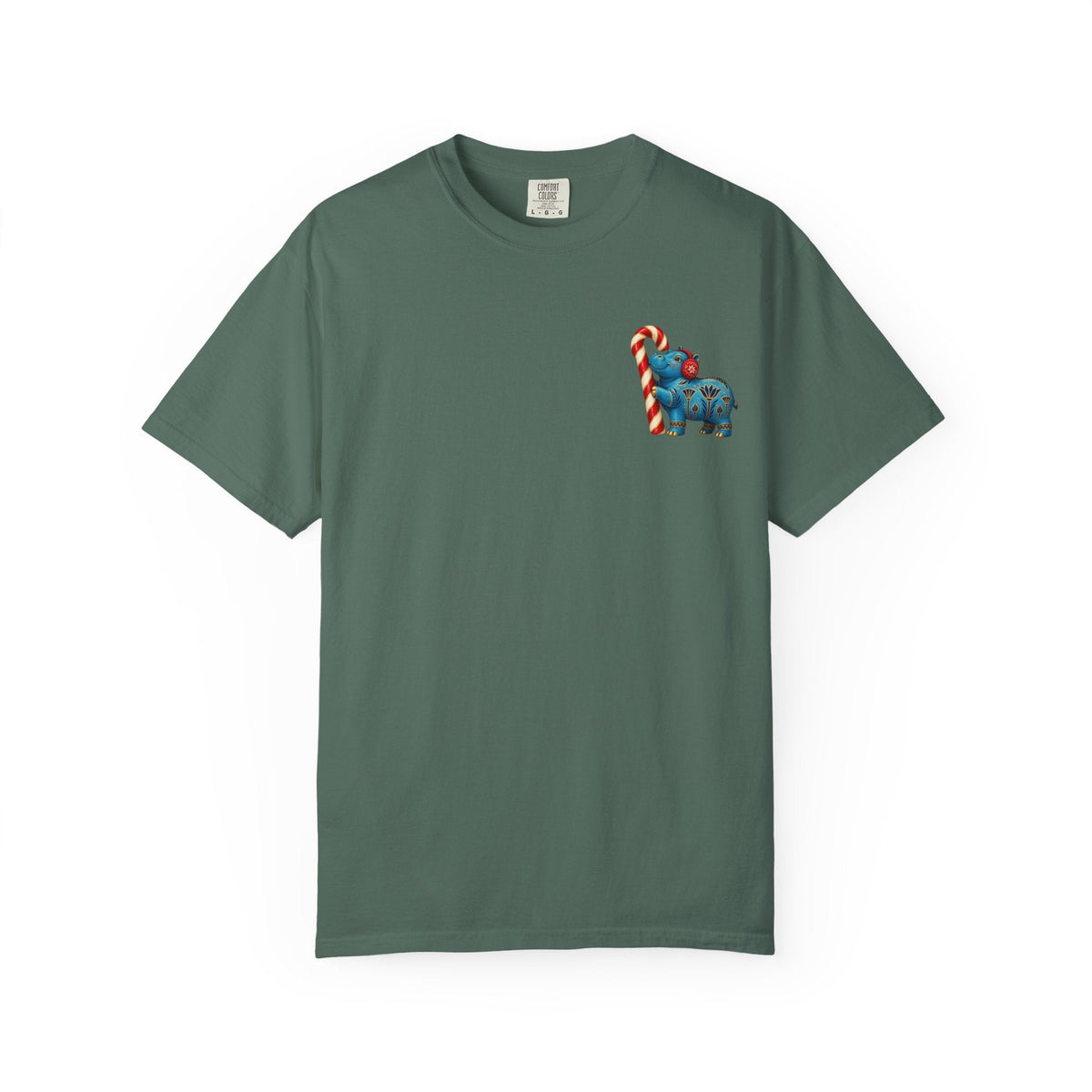 Blue Egyptian Hippo Christmas T-Shirt — Candy Cane Holiday Printify