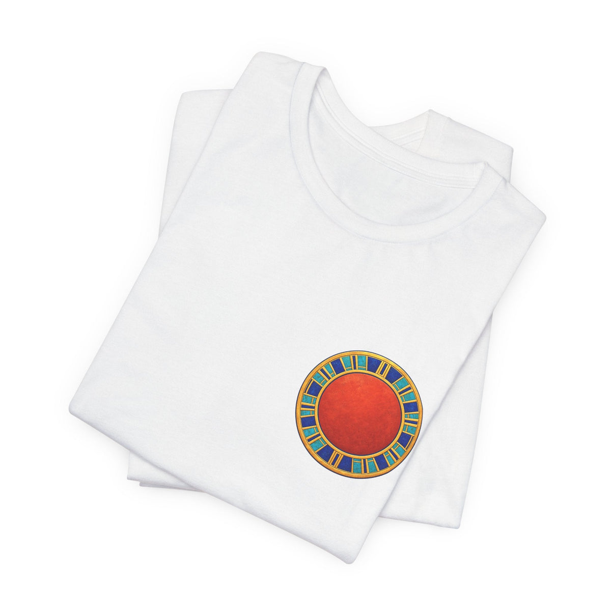 Unisex T-shirt with red Egyptian sun disk chest graphic