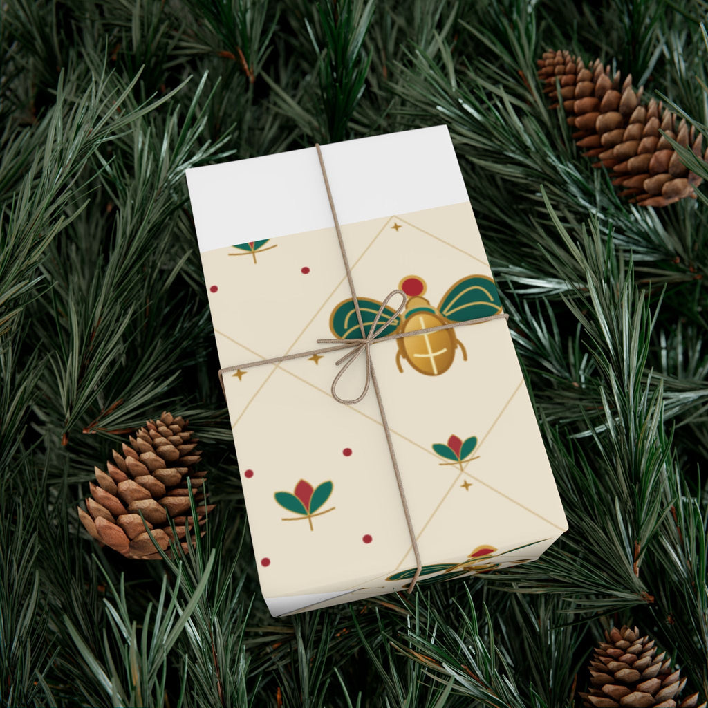 Egyptian Scarab Christmas Wrapping Paper | Egyptian Heritage Gift Wrap Printify