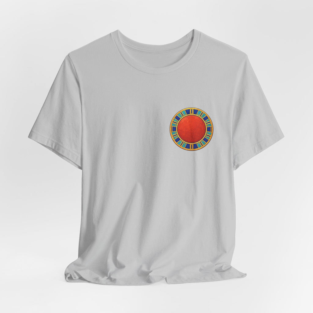 Unisex T-shirt with red Egyptian sun disk chest graphic