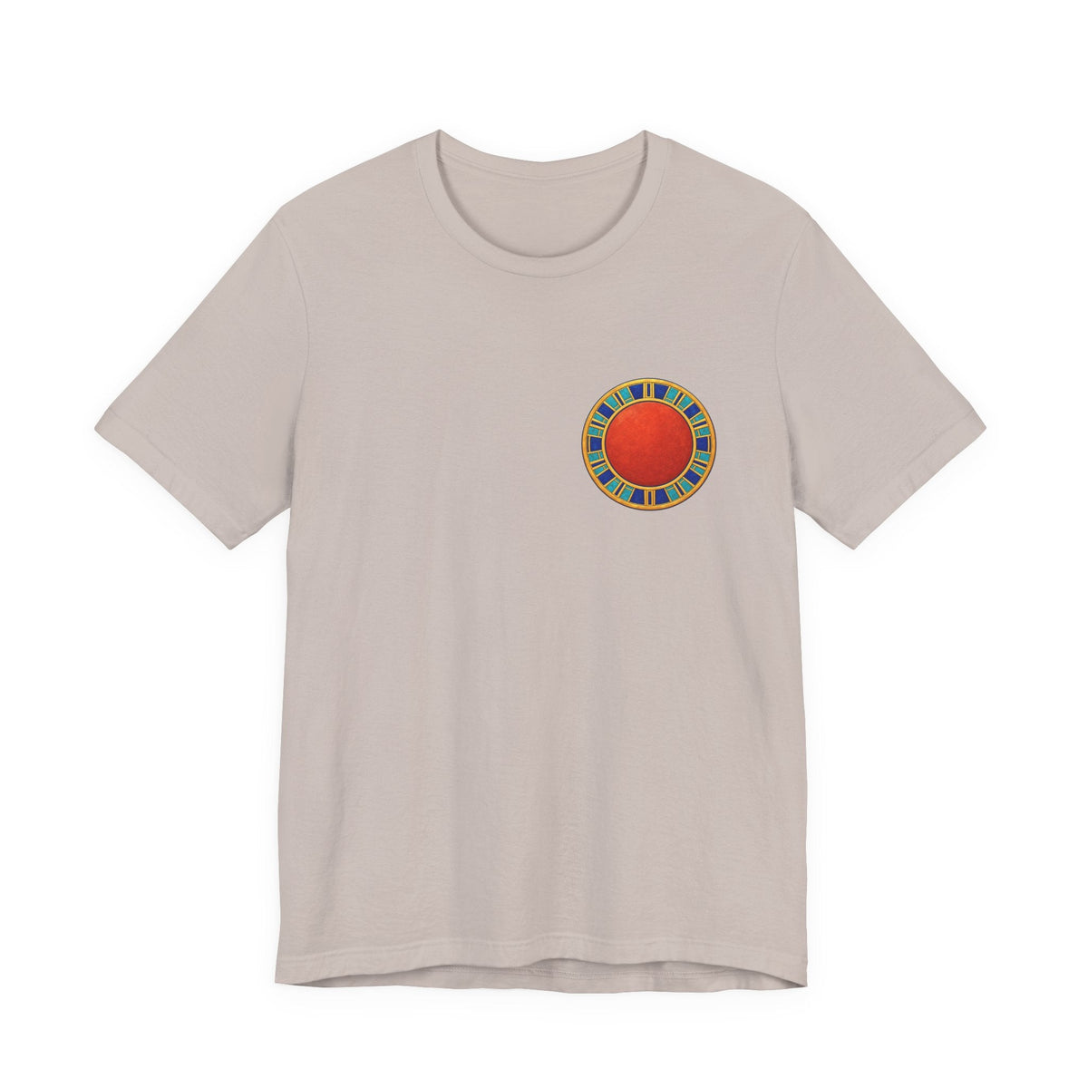 Unisex T-shirt with red Egyptian sun disk chest graphic