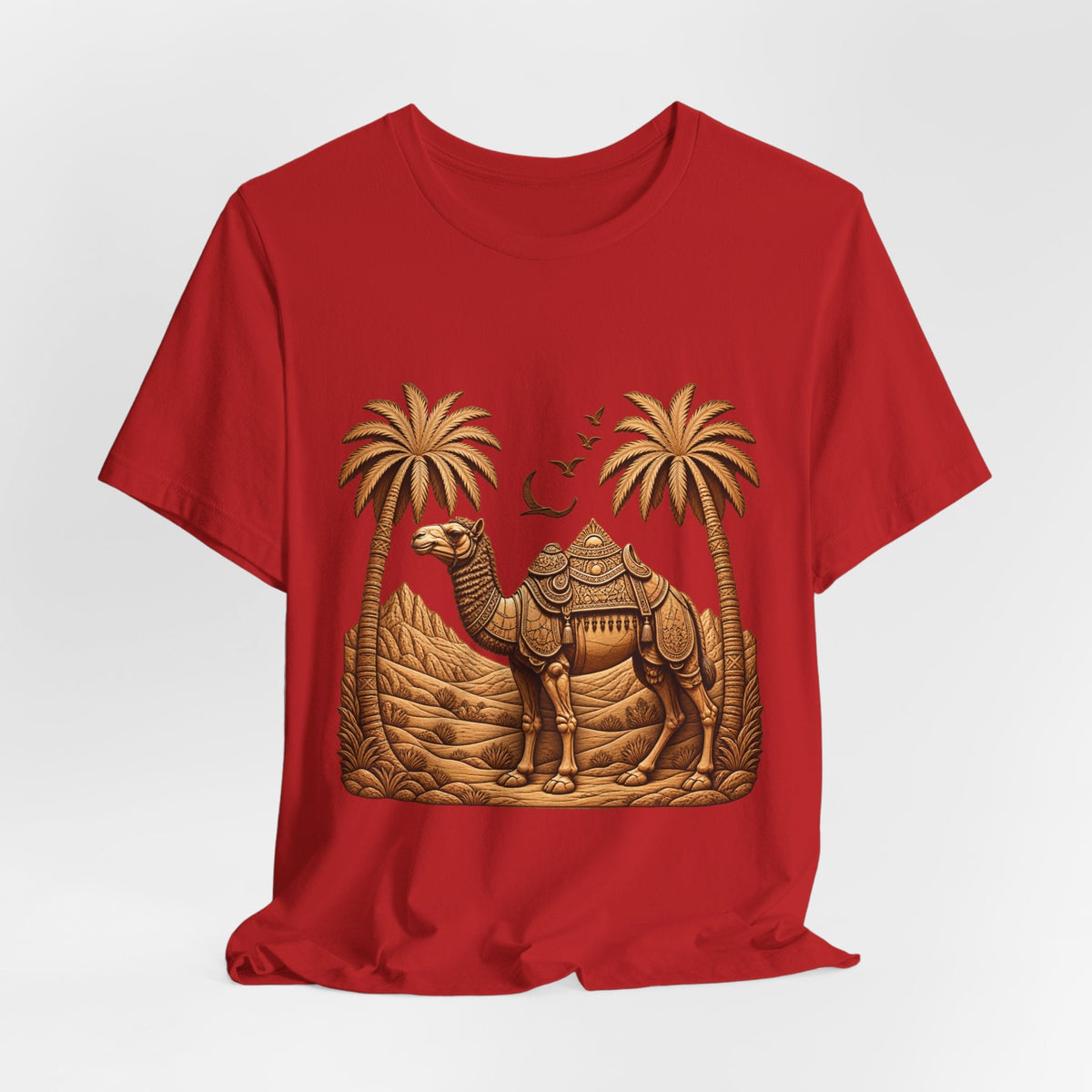 Camel Oasis T-Shirt — Egyptian Desert Palm Graphic Tee Printify