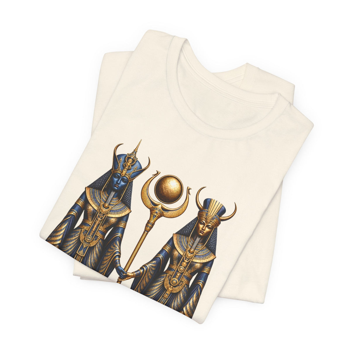 Egyptian Goddess Duo T-Shirt — Ankh & Sun Staff Graphic Tee Printify