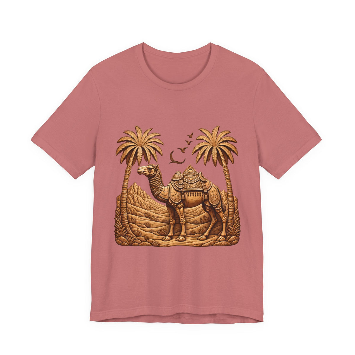 Camel Oasis T-Shirt — Egyptian Desert Palm Graphic Tee Printify