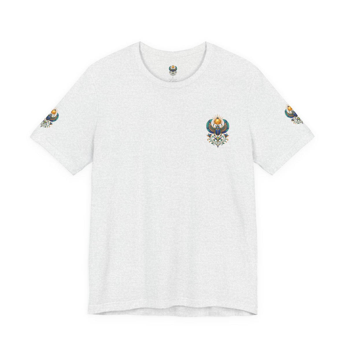 Scarabs & Sun Egyptian Scarab T-Shirt — Golden Sunback Graphic Tee Printify