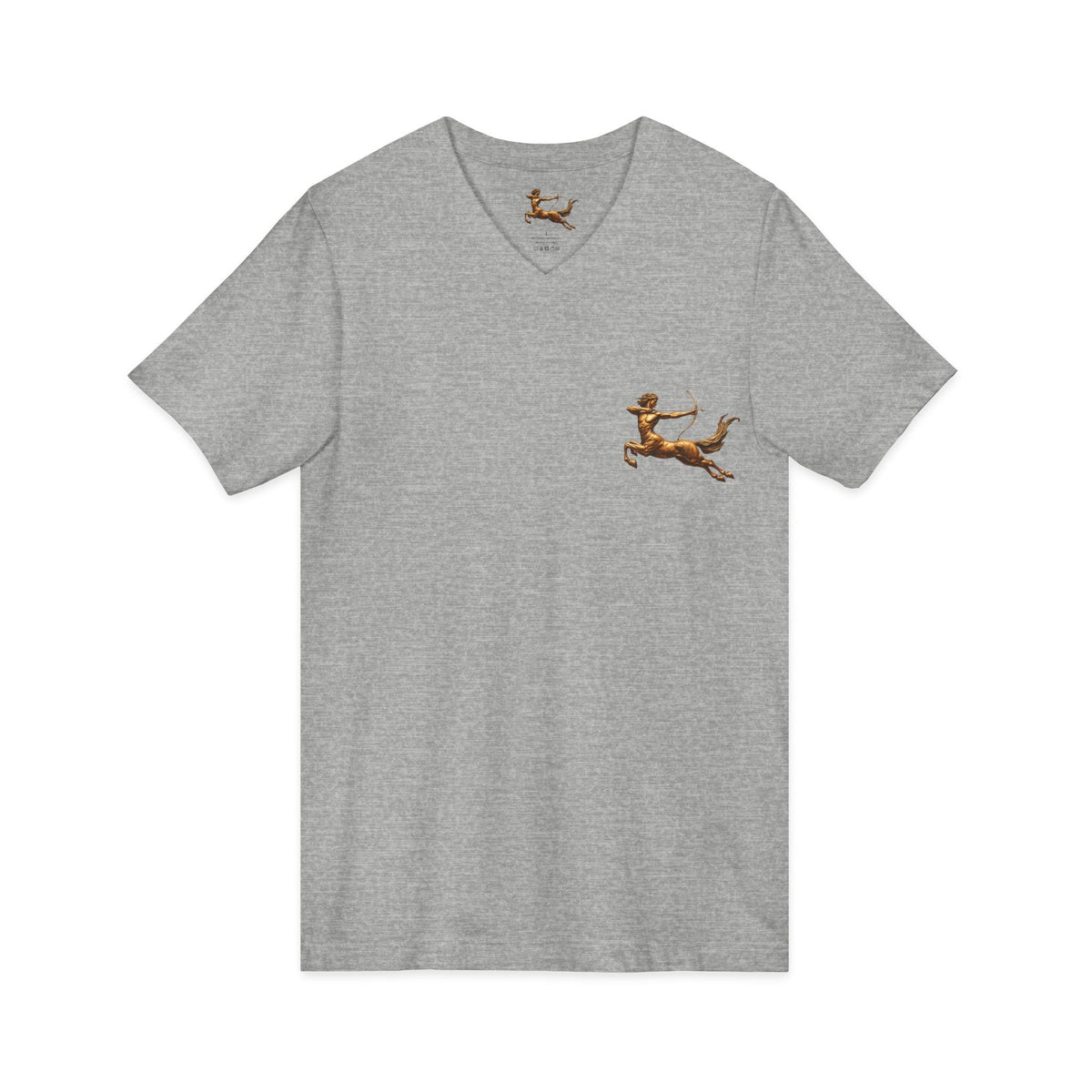 V-neck T-shirt with archer centaur graphic