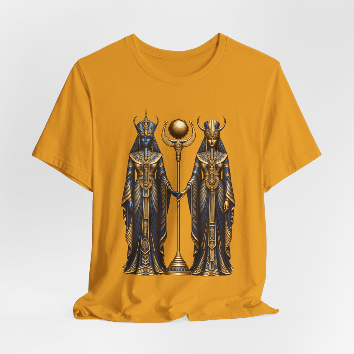 Egyptian Goddess Duo T-Shirt — Ankh & Sun Staff Graphic Tee Printify