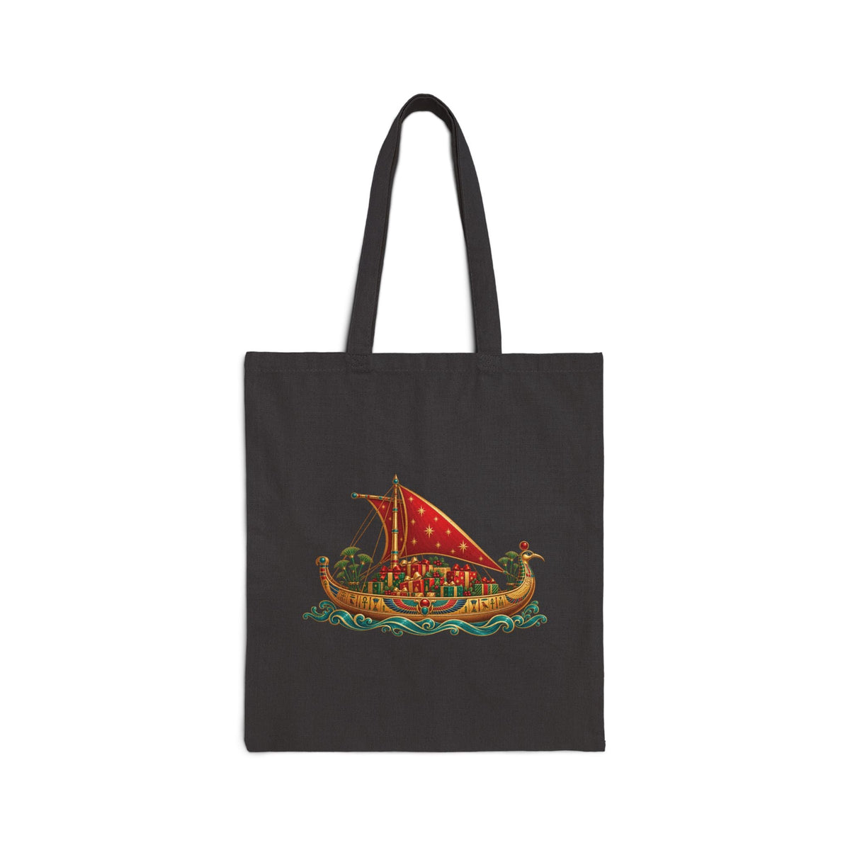 Egyptian Nile Christmas Sailboat Canvas Tote Bag Printify