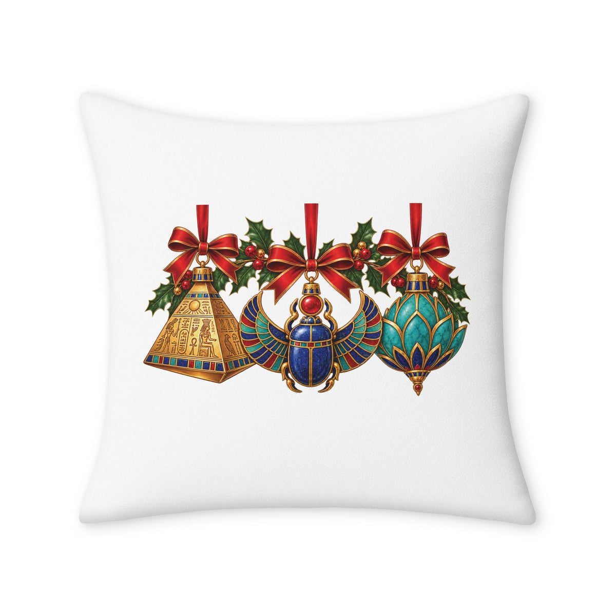 Egyptian Christmas Ornaments Throw Pillow Case Printify