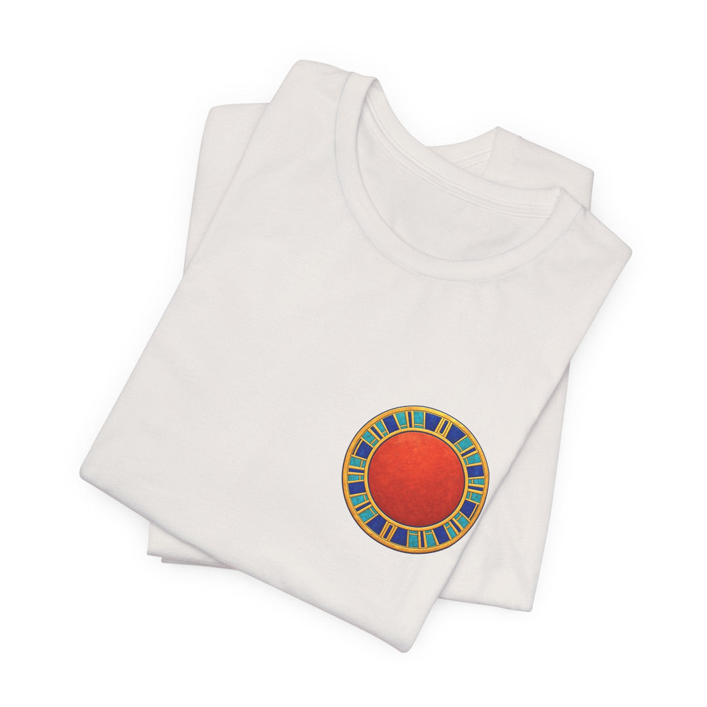 Unisex T-shirt with red Egyptian sun disk chest graphic