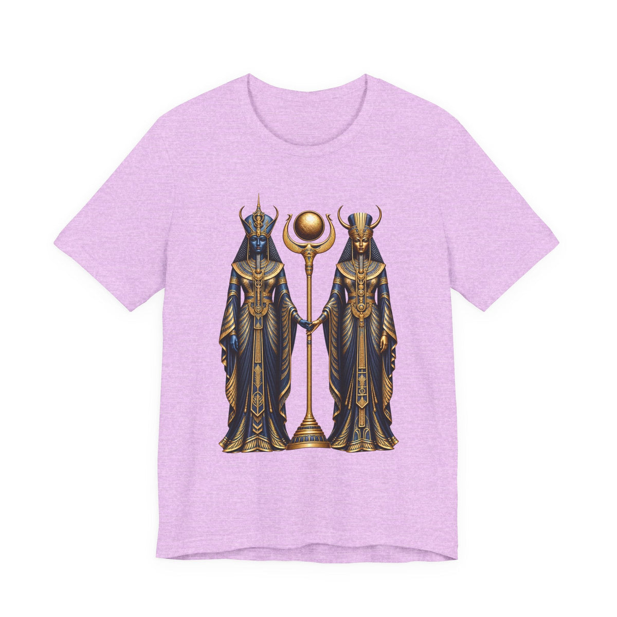 Egyptian Goddess Duo T-Shirt — Ankh & Sun Staff Graphic Tee Printify