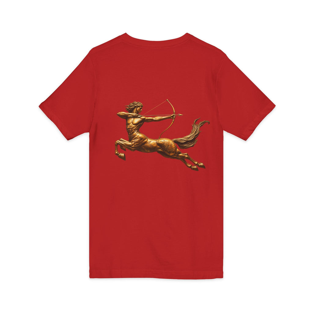 V-neck T-shirt with archer centaur graphic
