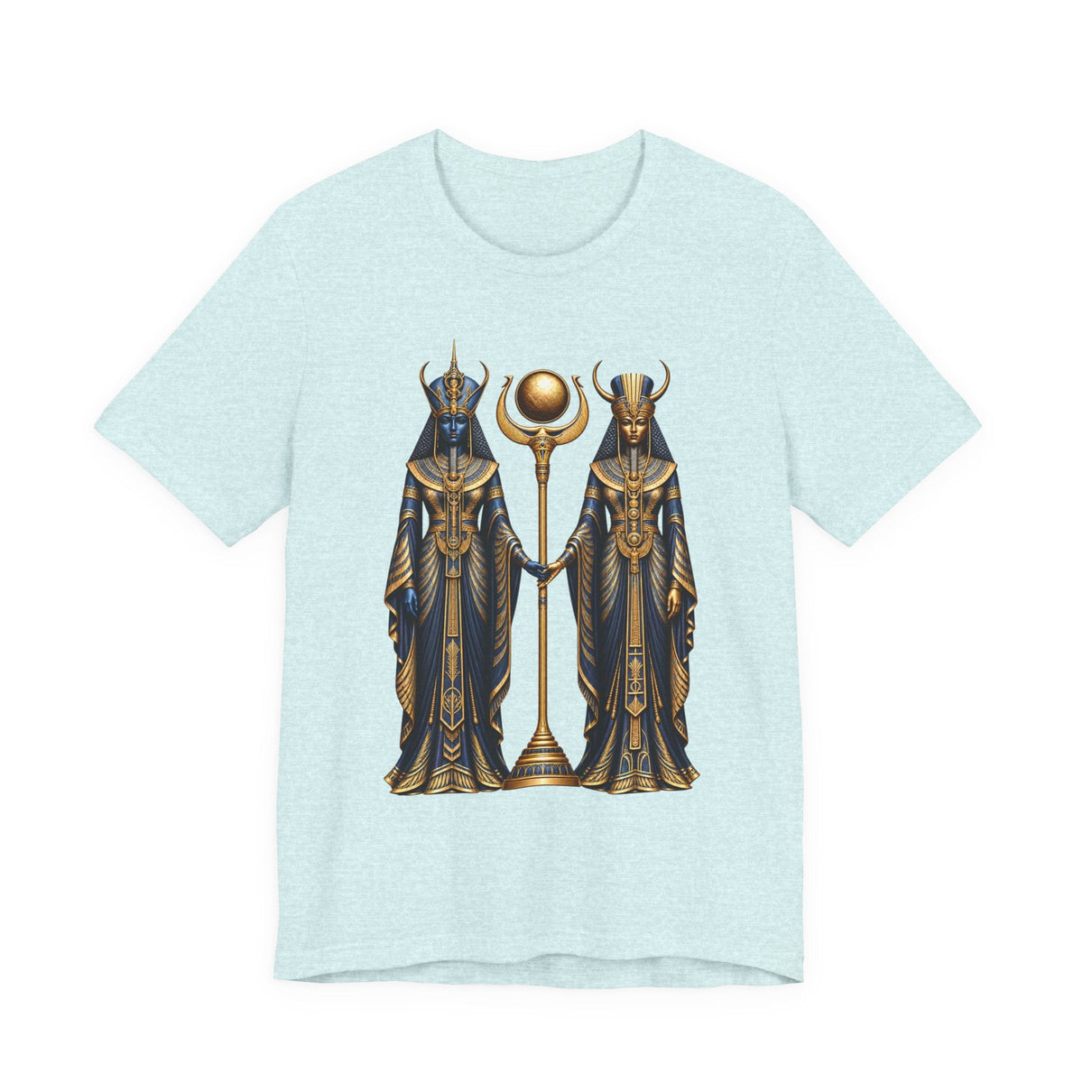Egyptian Goddess Duo T-Shirt — Ankh & Sun Staff Graphic Tee Printify