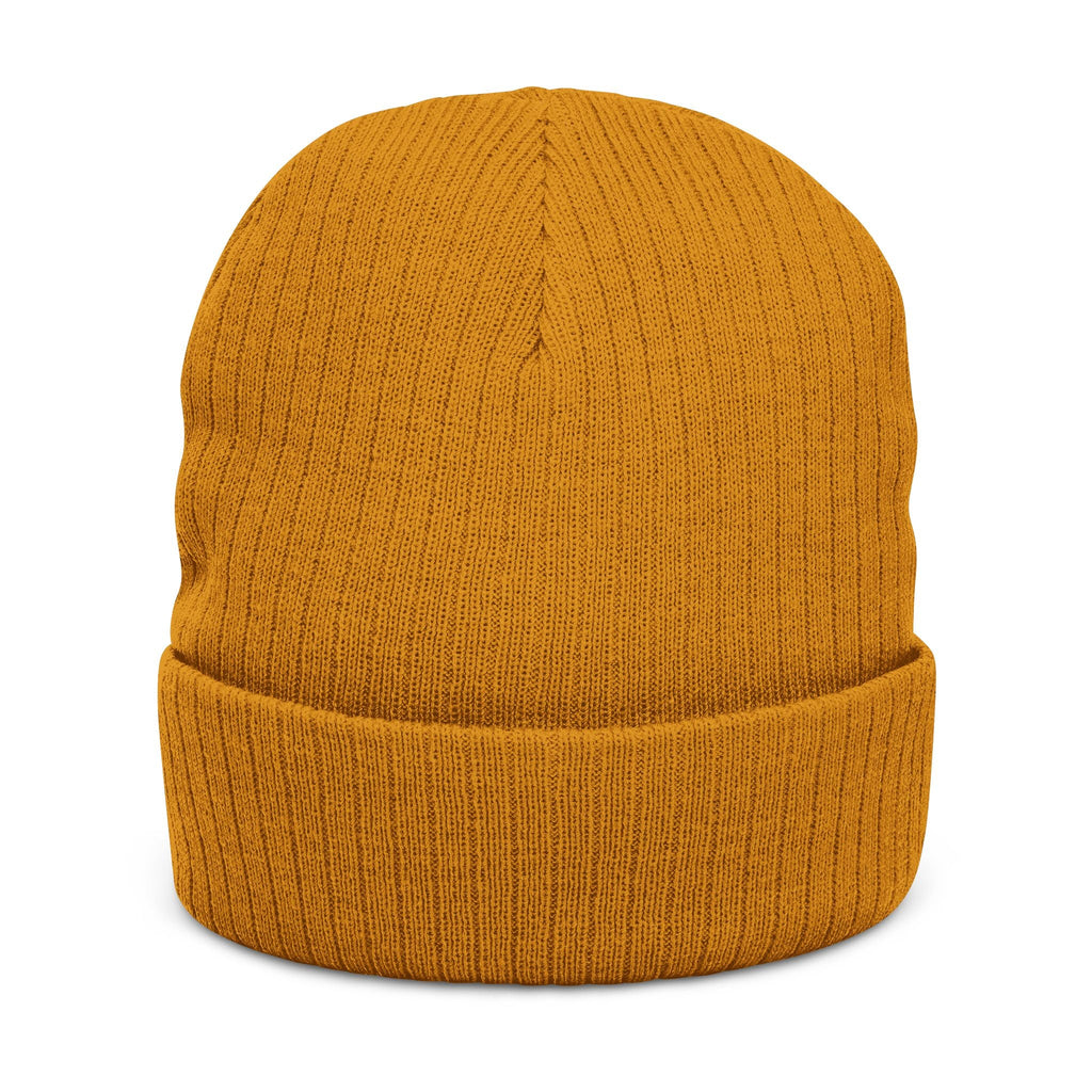 Ribbed knit beanie with embroidered eagle