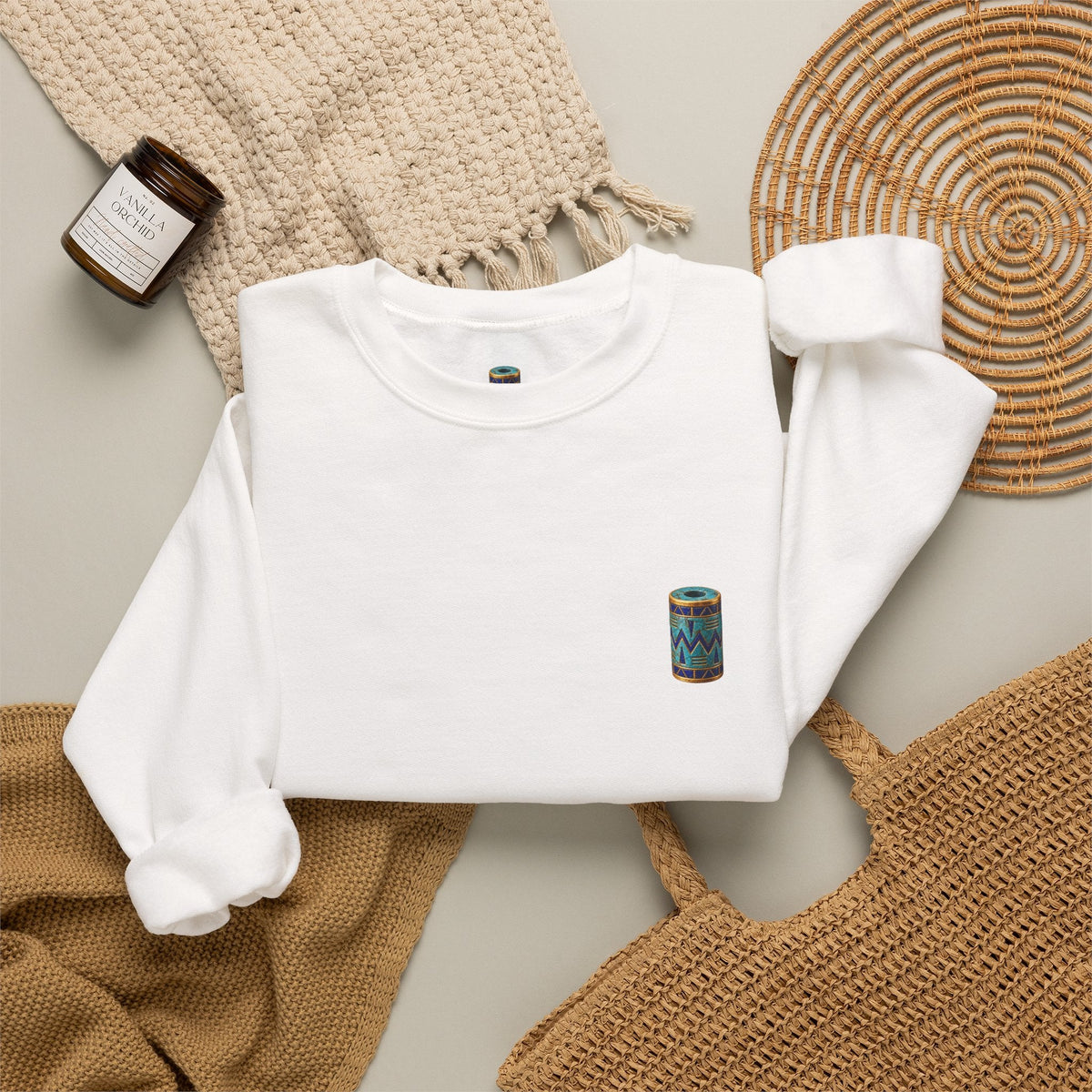 Mark of Heritage — Egyptian Cylinder Seal Crewneck Sweatshirt Printify