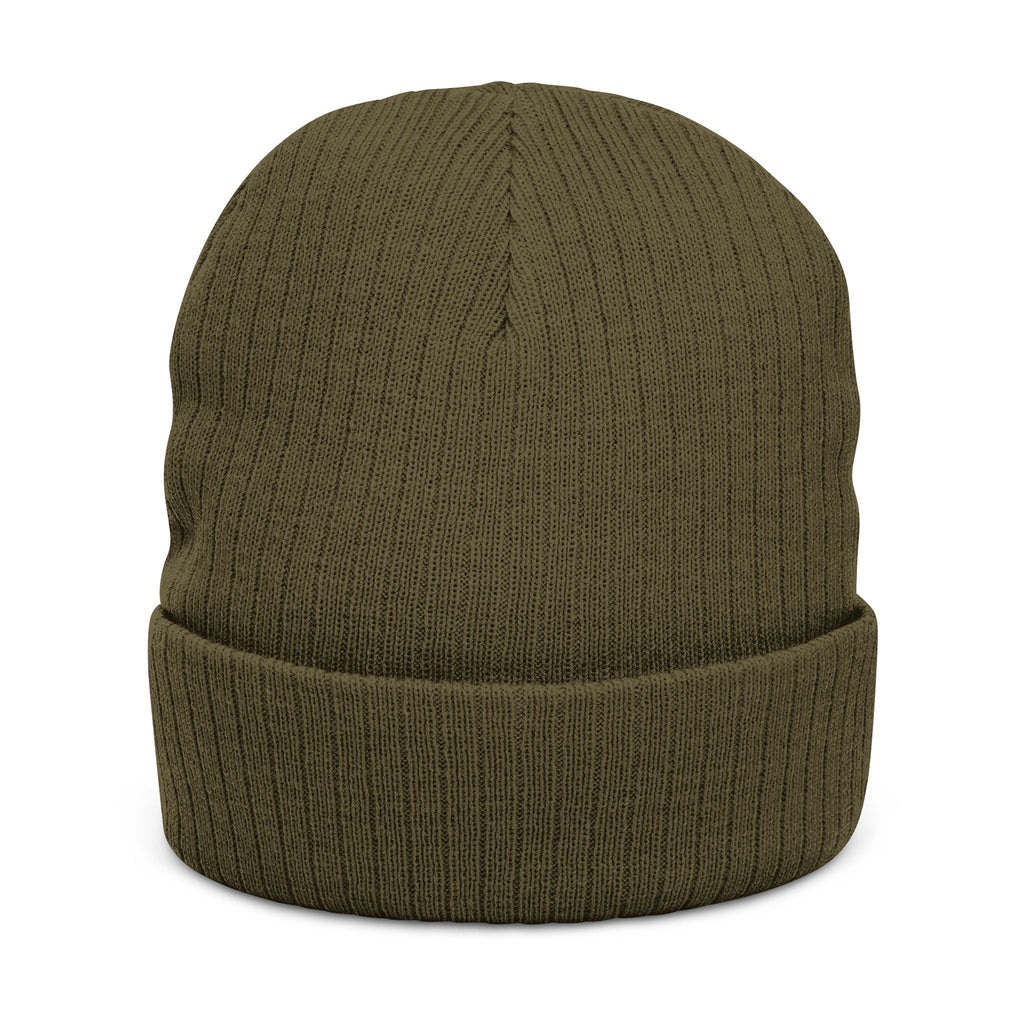 Ribbed knit beanie with embroidered eagle