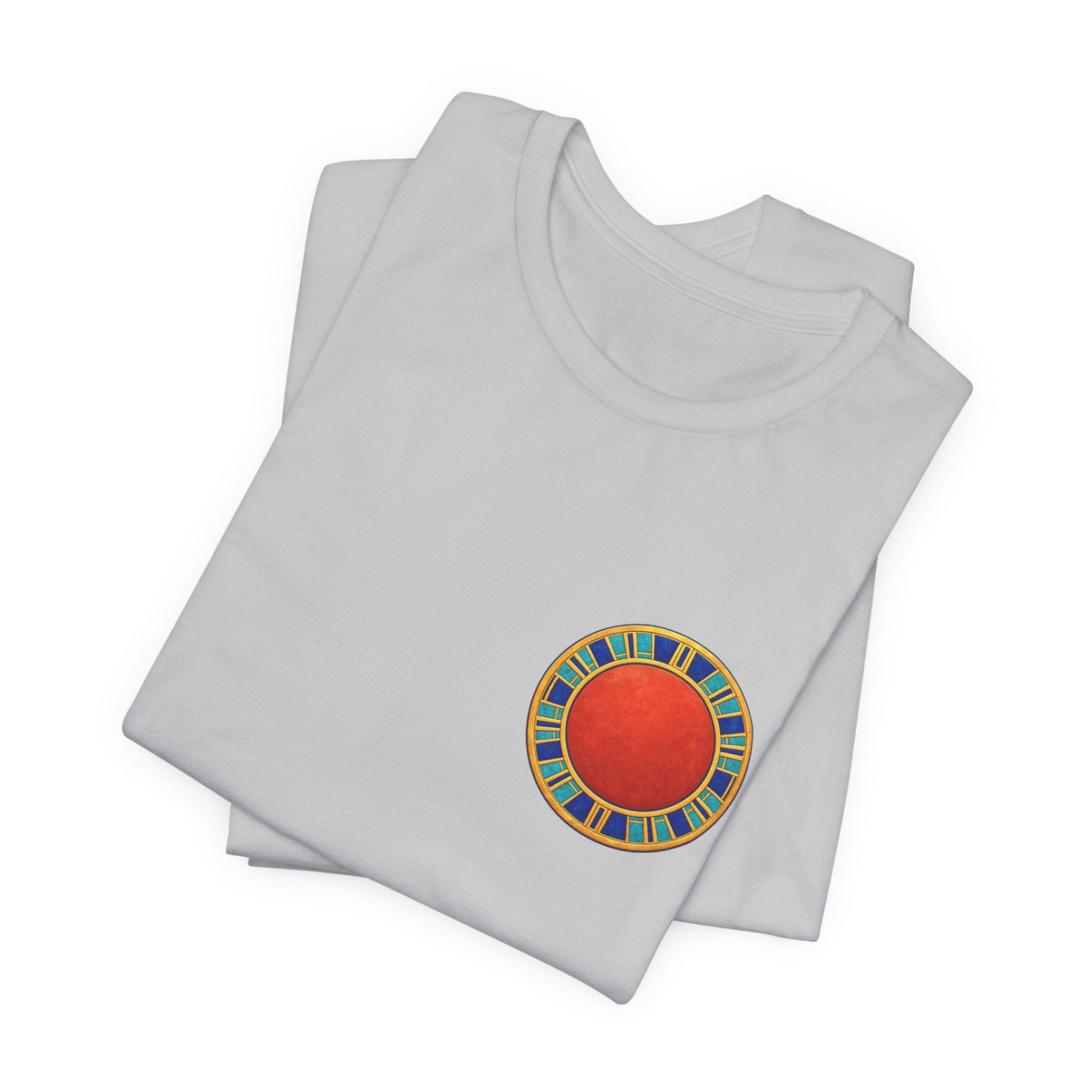 Unisex T-shirt with red Egyptian sun disk chest graphic