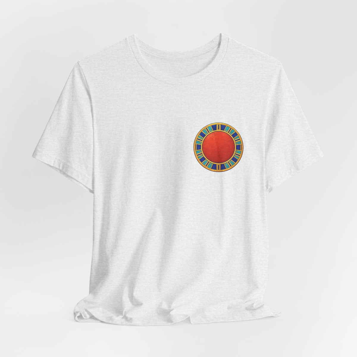 Unisex T-shirt with red Egyptian sun disk chest graphic