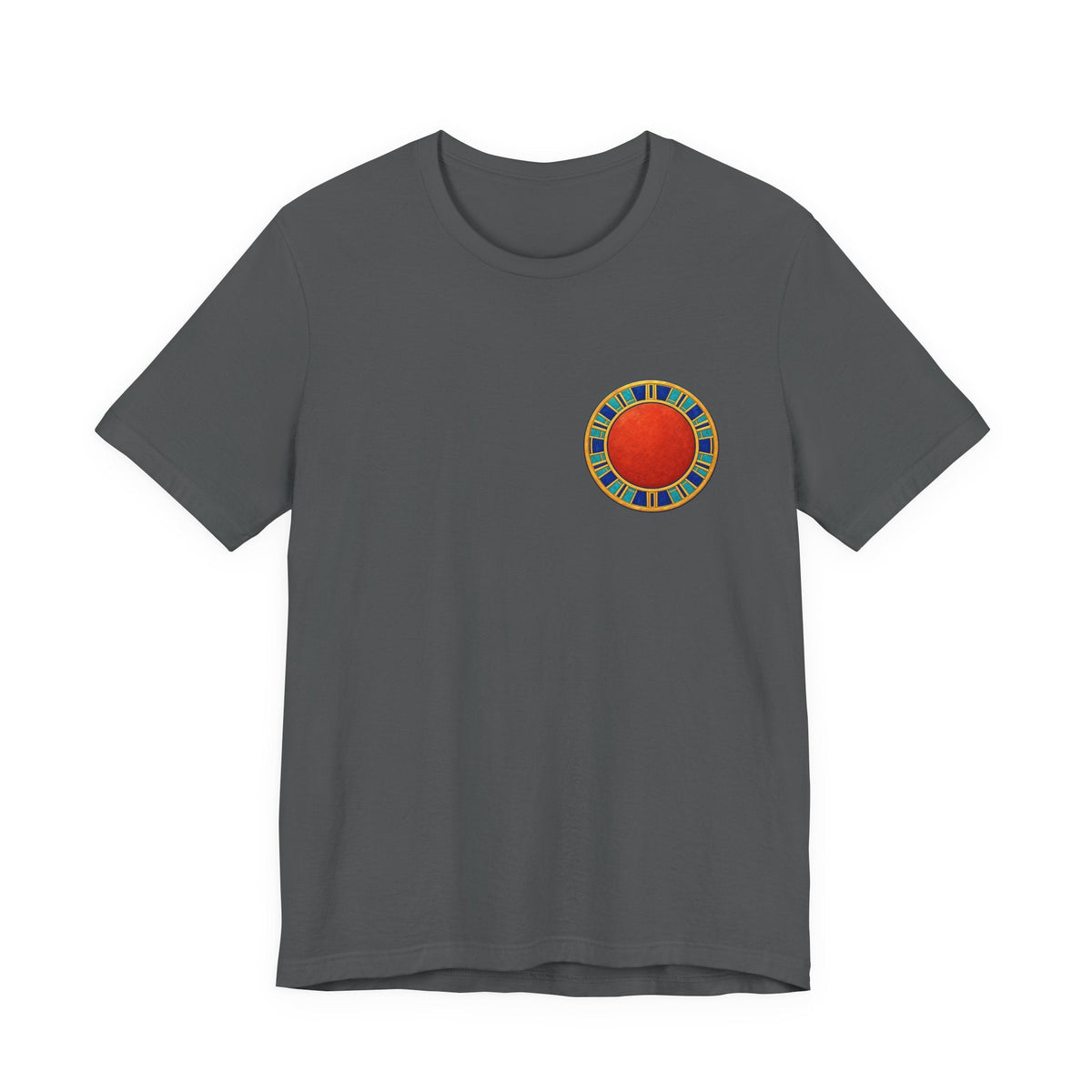 Unisex T-shirt with red Egyptian sun disk chest graphic