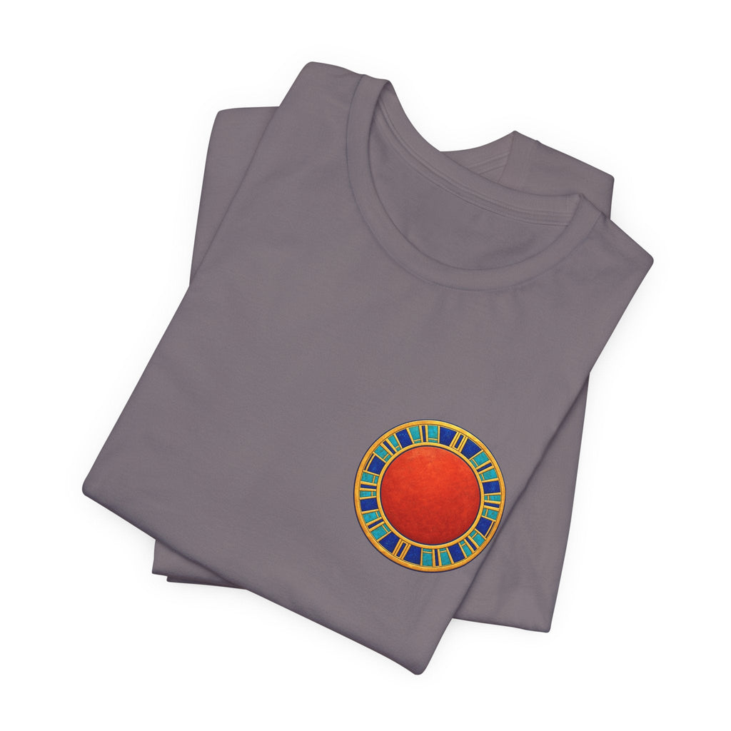 Unisex T-shirt with red Egyptian sun disk chest graphic