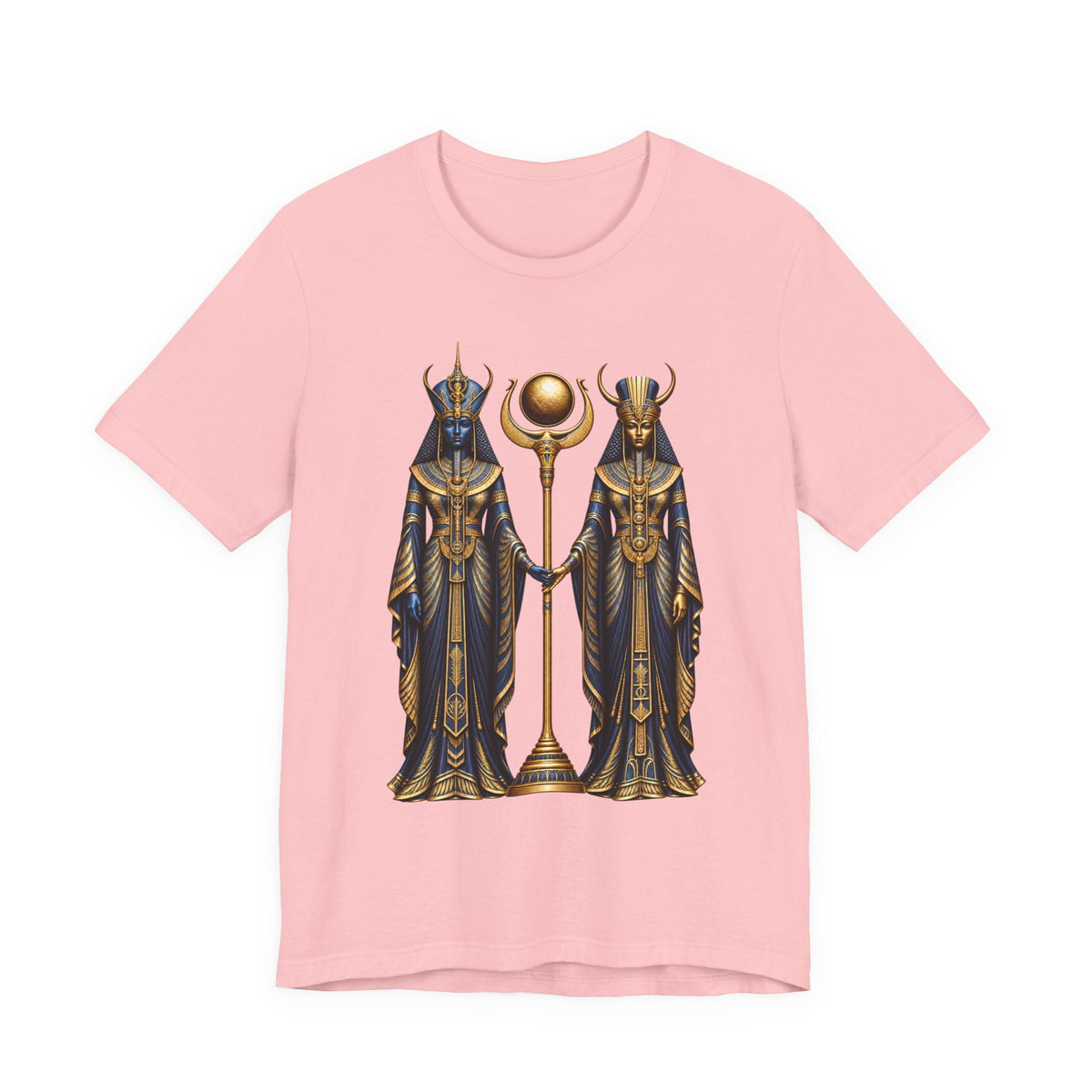 Egyptian Goddess Duo T-Shirt — Ankh & Sun Staff Graphic Tee Printify
