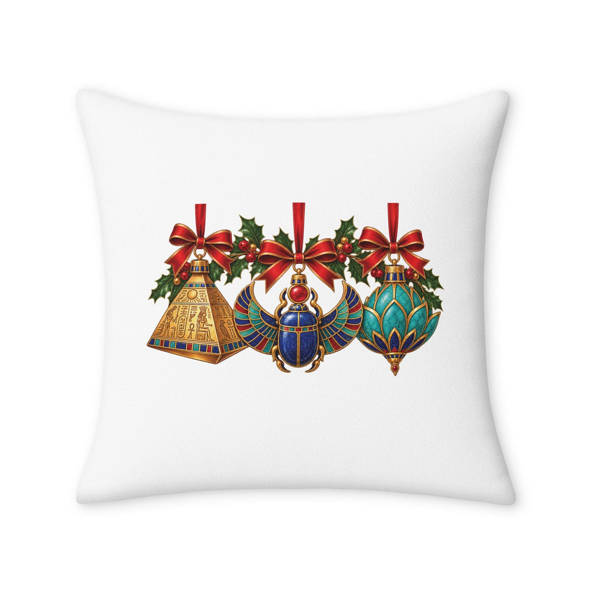 Egyptian Christmas Ornaments Throw Pillow Case Printify