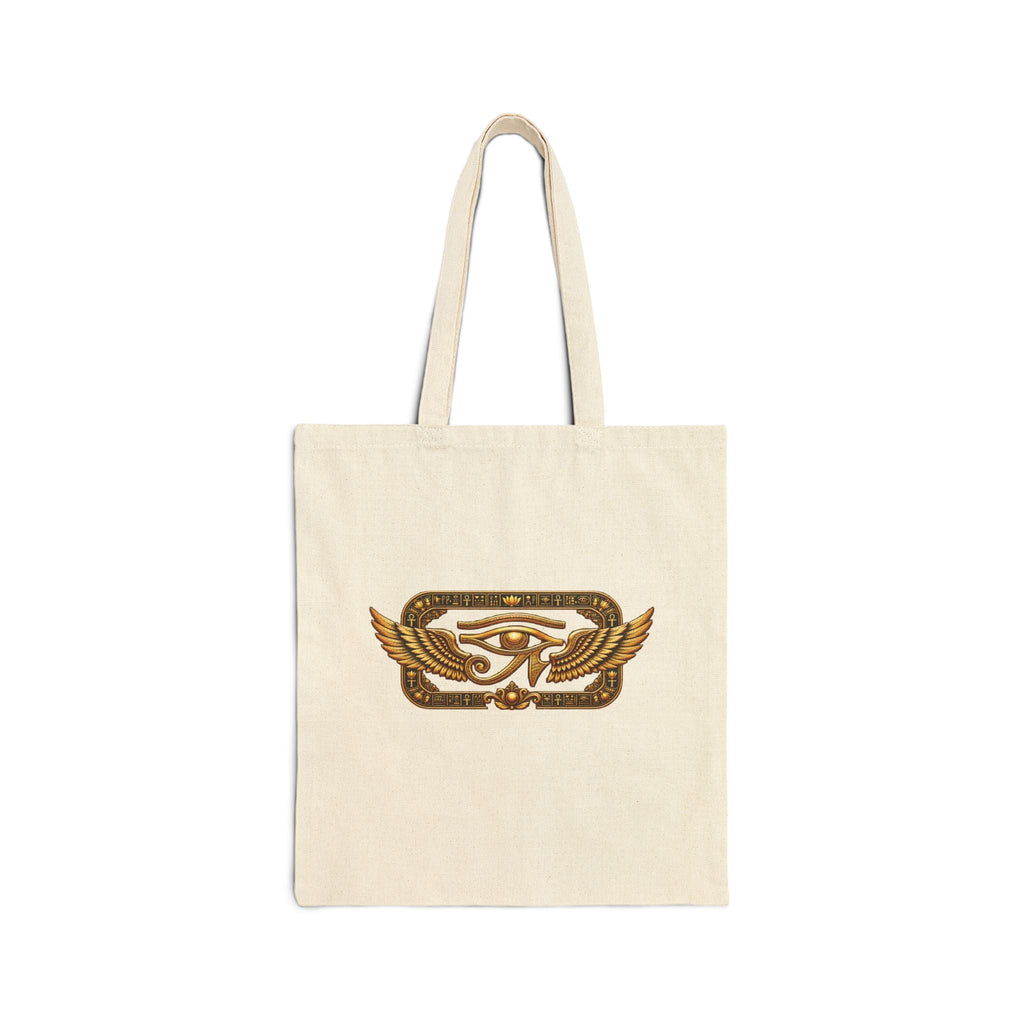 Cotton canvas tote with gold Eye of Horus artwork
