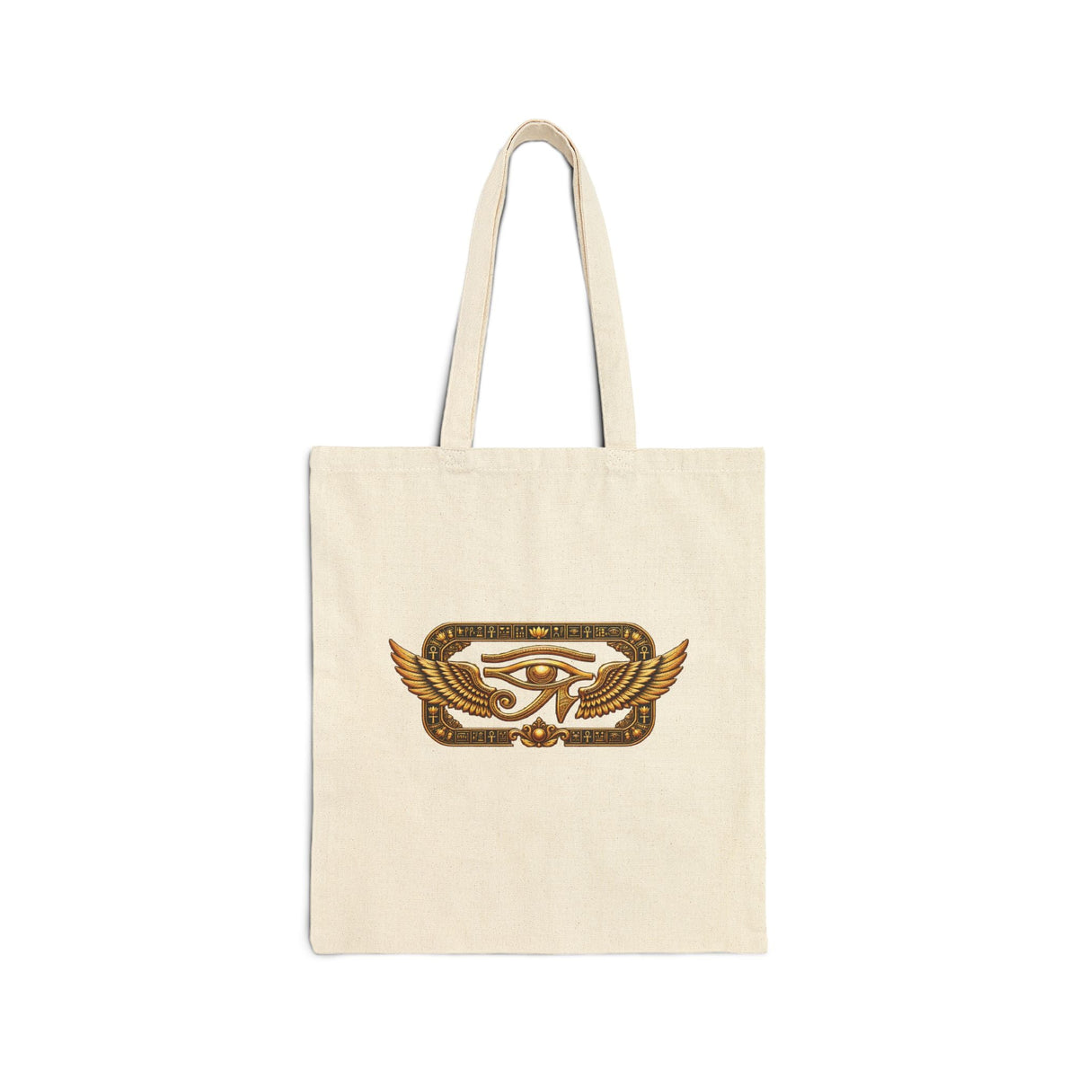 Cotton canvas tote with gold Eye of Horus artwork