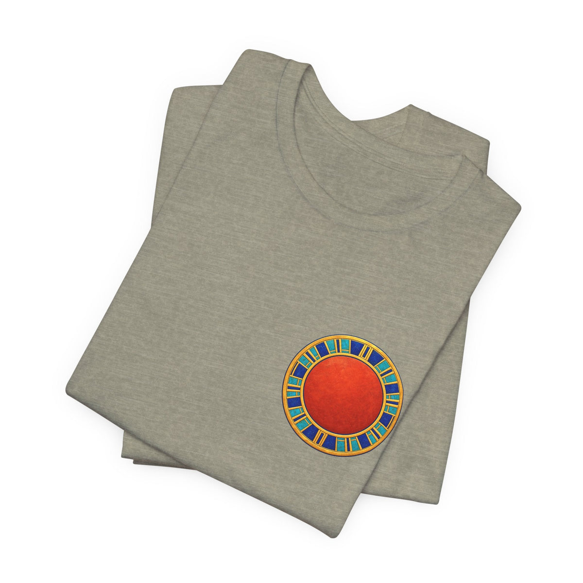 Unisex T-shirt with red Egyptian sun disk chest graphic