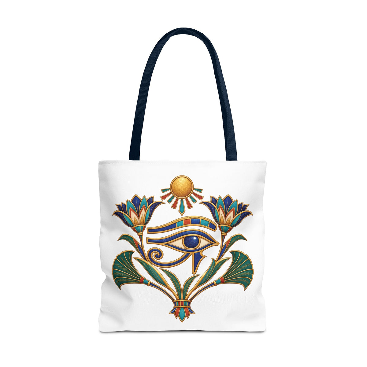 Eye of Horus and lotus Egyptian heritage all-over print tote bag