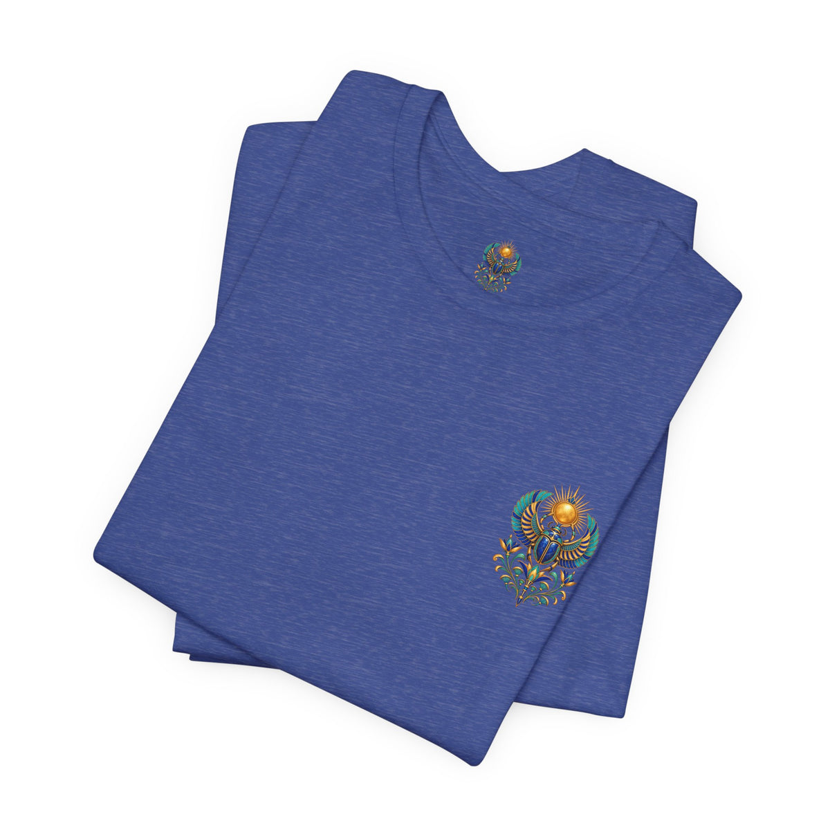 Scarabs & Sun Egyptian Scarab T-Shirt — Golden Sunback Graphic Tee Printify