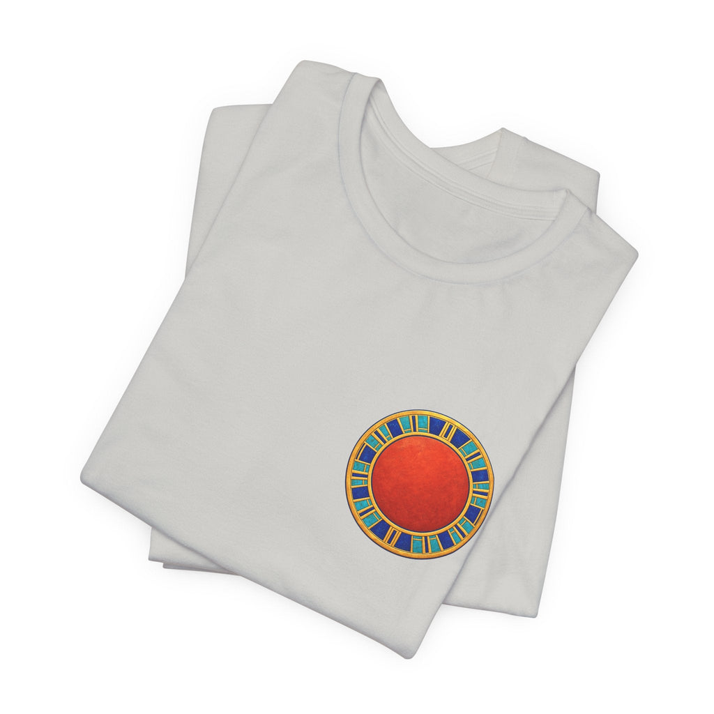Unisex T-shirt with red Egyptian sun disk chest graphic