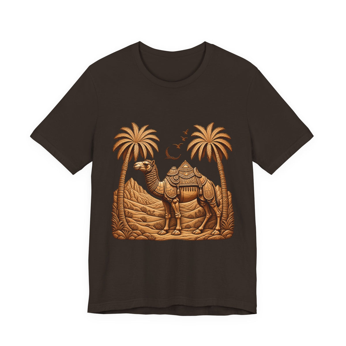 Camel Oasis T-Shirt — Egyptian Desert Palm Graphic Tee Printify