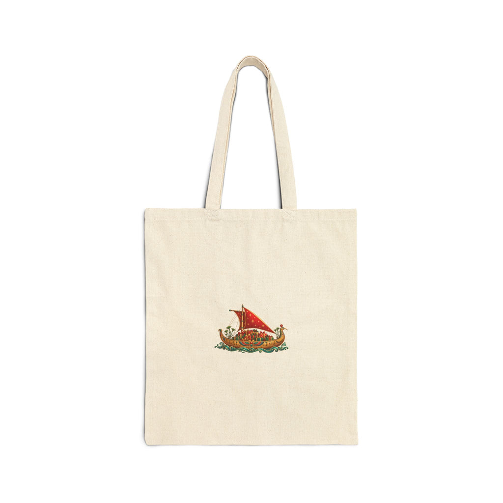 Egyptian Nile Christmas Sailboat Canvas Tote Bag Printify