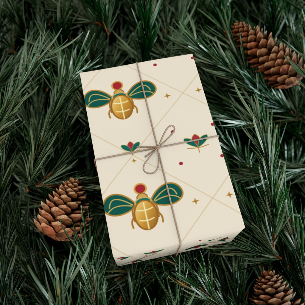 Egyptian Scarab Christmas Wrapping Paper | Egyptian Heritage Gift Wrap Printify