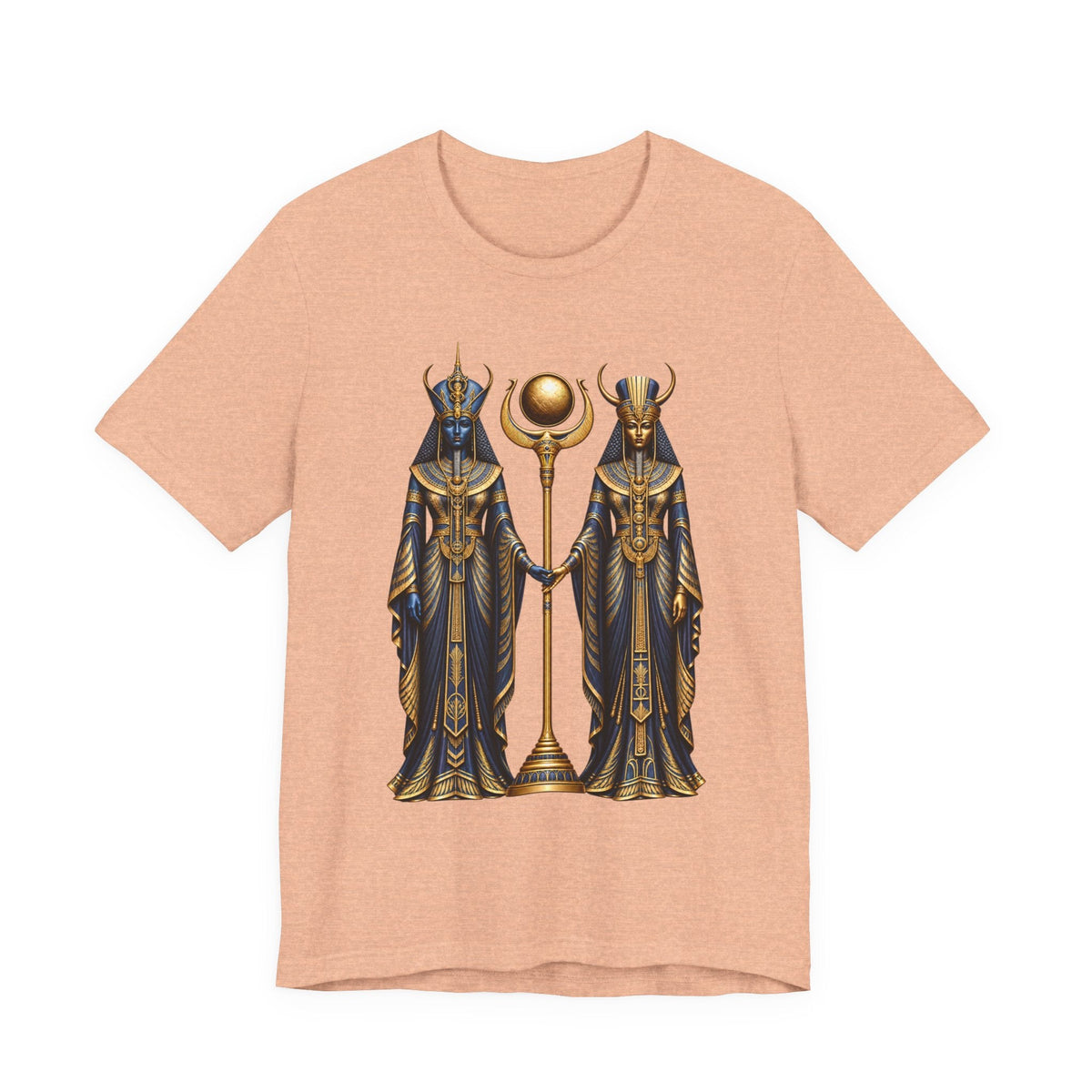 Egyptian Goddess Duo T-Shirt — Ankh & Sun Staff Graphic Tee Printify