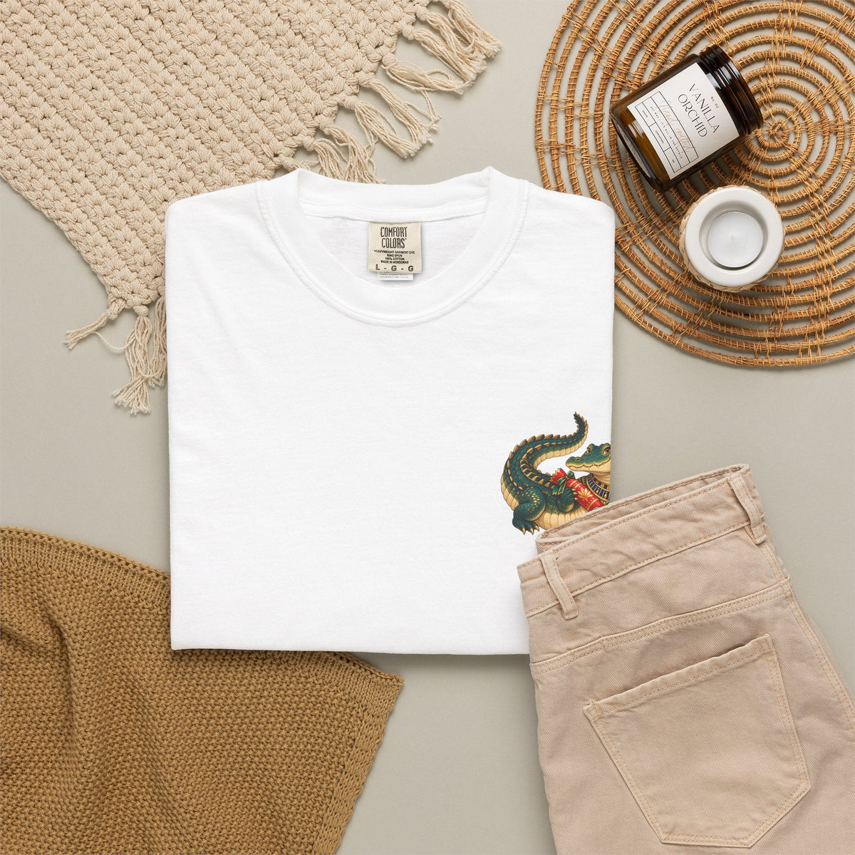 Nile Crocodile Christmas T-Shirt — Egyptian Holiday Cracker Printify