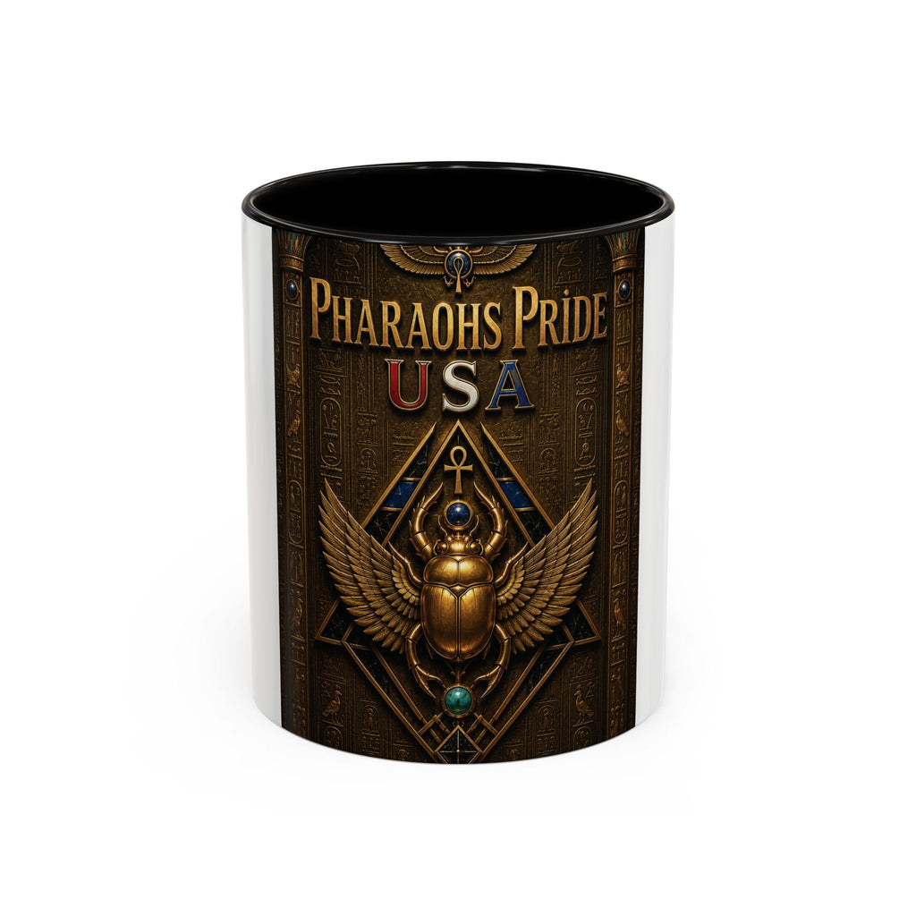 Pharaohs Pride USA colorful ceramic mug with glossy finish and easy-grip handle in multiple sizes and accent colors