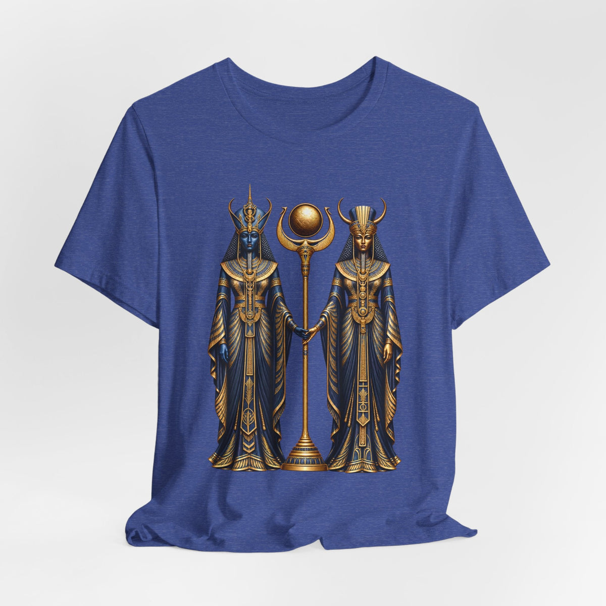 Egyptian Goddess Duo T-Shirt — Ankh & Sun Staff Graphic Tee Printify