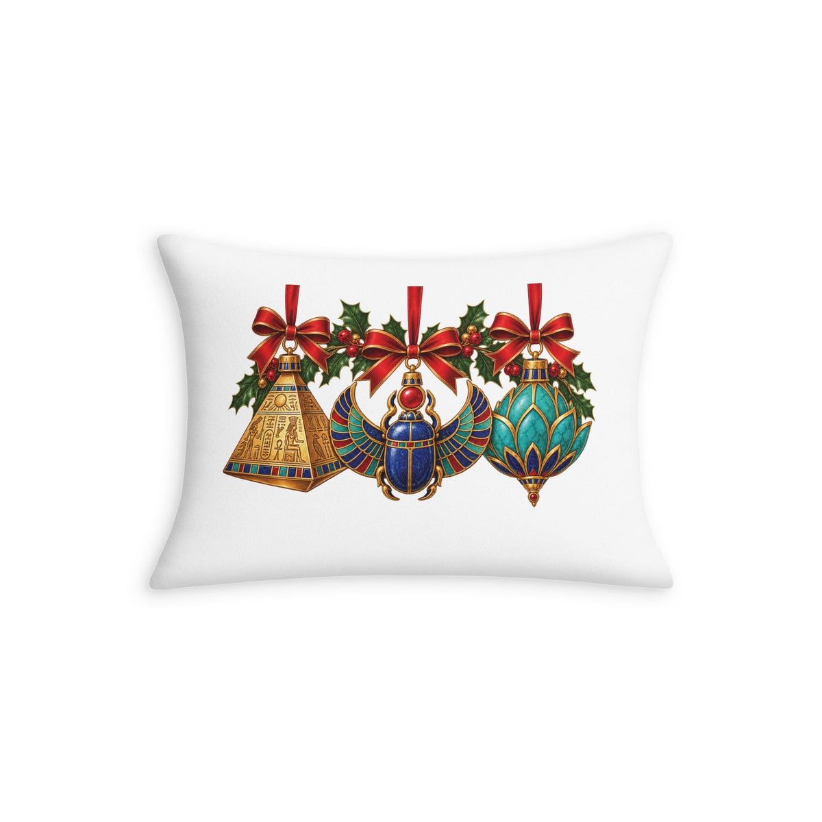 Egyptian Christmas Ornaments Throw Pillow Case Printify