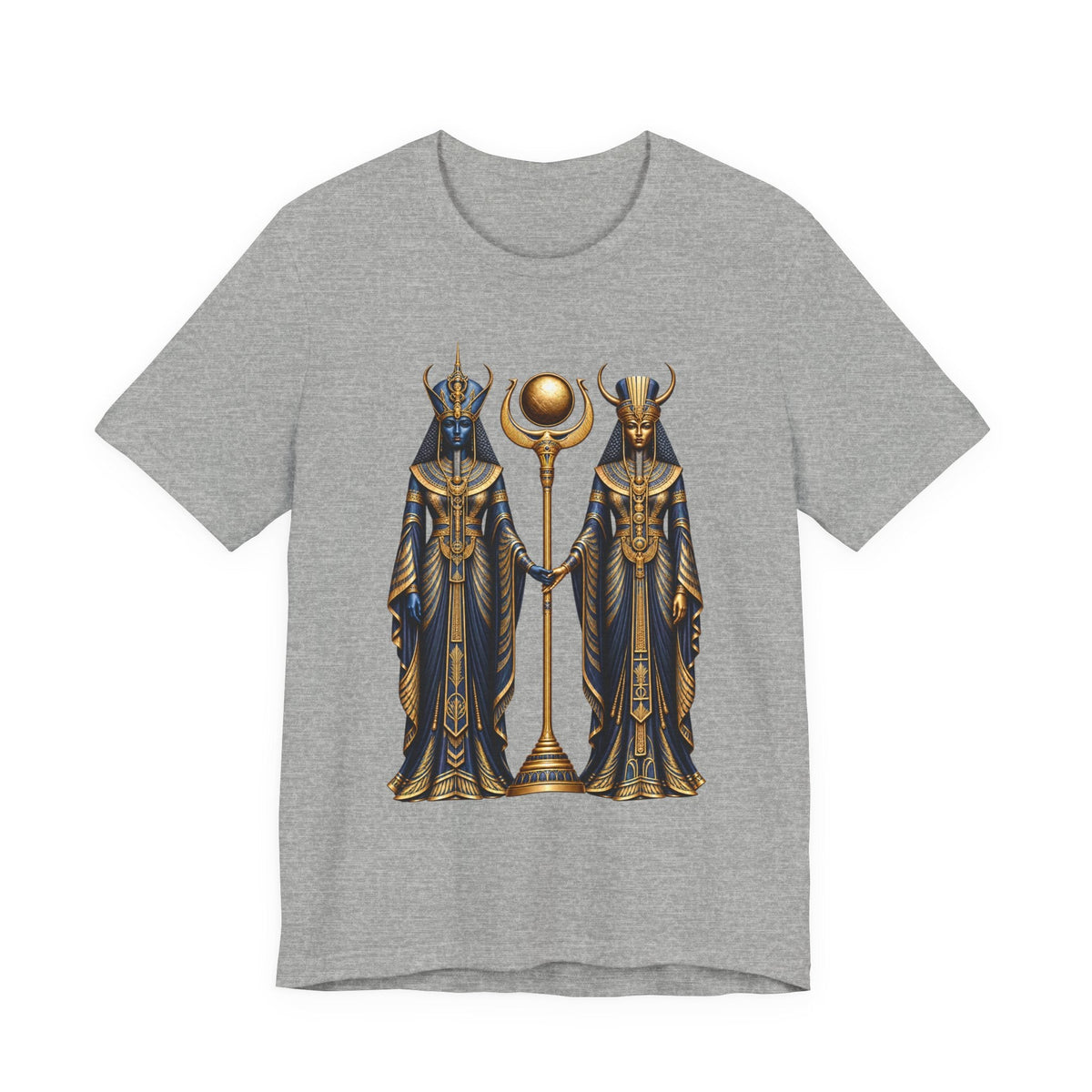 Egyptian Goddess Duo T-Shirt — Ankh & Sun Staff Graphic Tee Printify